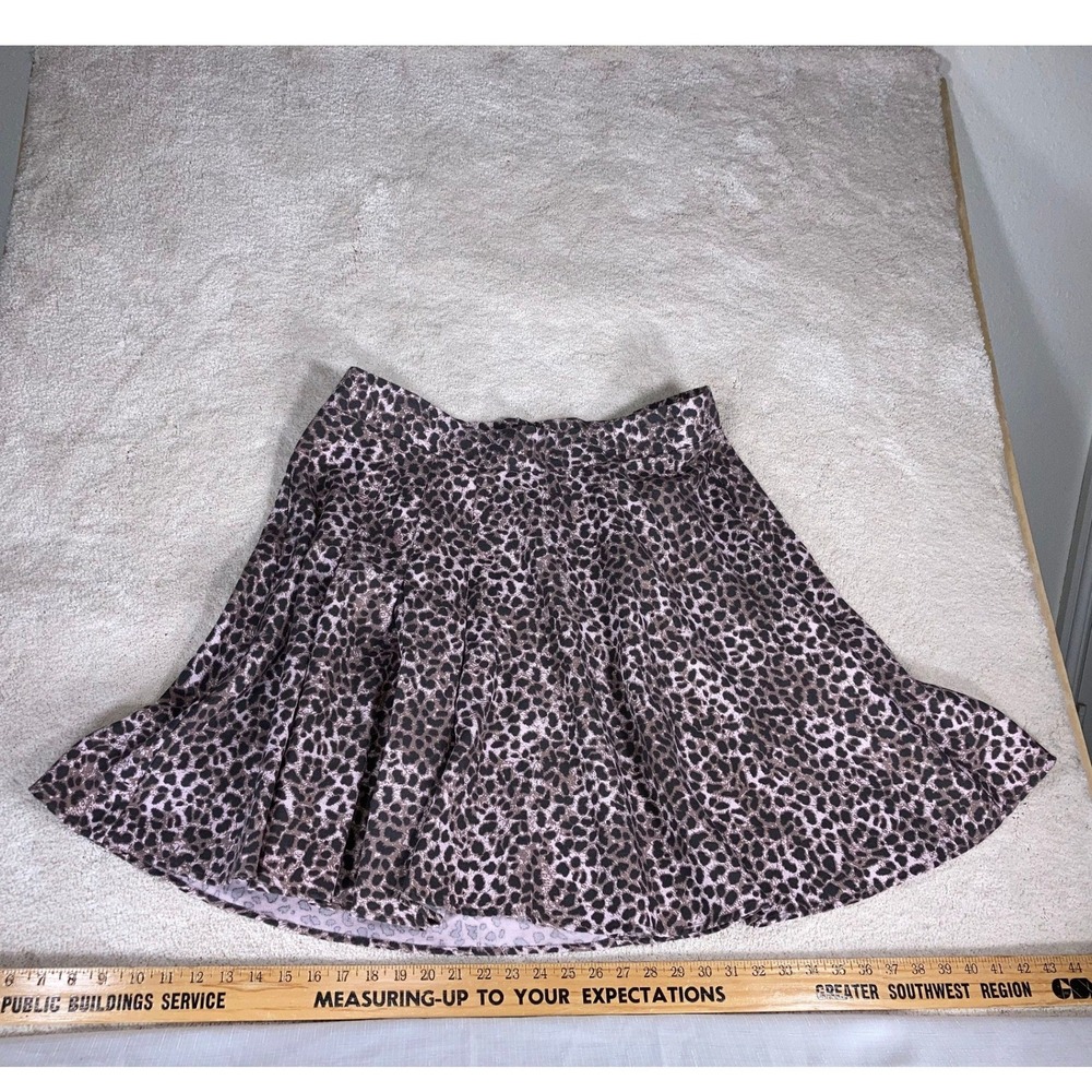 Torrid Leopard Print Skater Skirt Womens 1 Animal Mini Zip‎ Back Flare